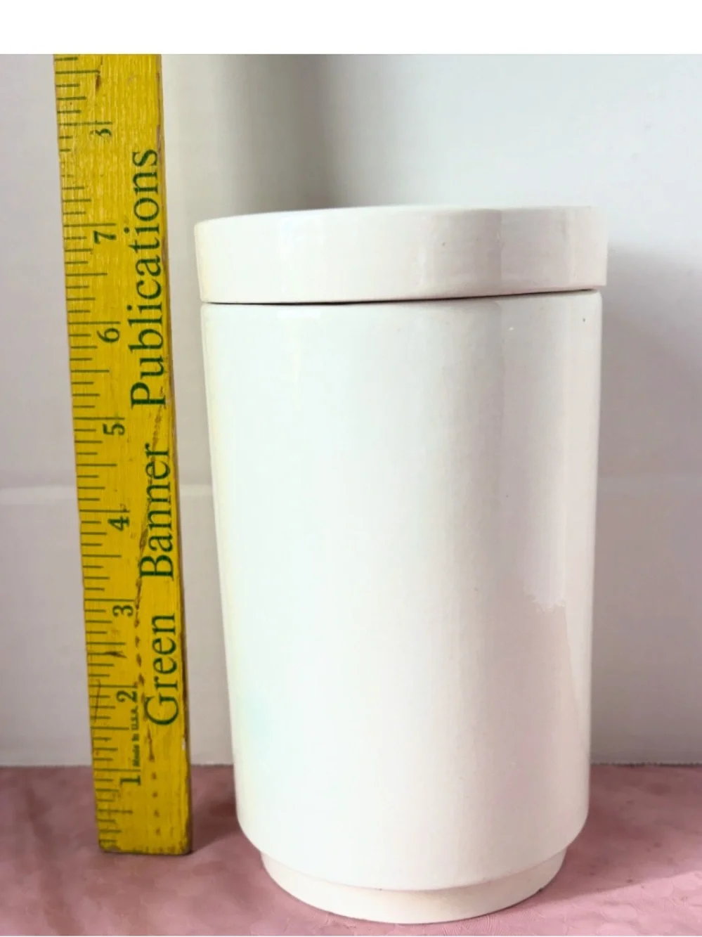 Vintage White and Black Ceramic Rooster Kitchen Canister Jar with Lid READ